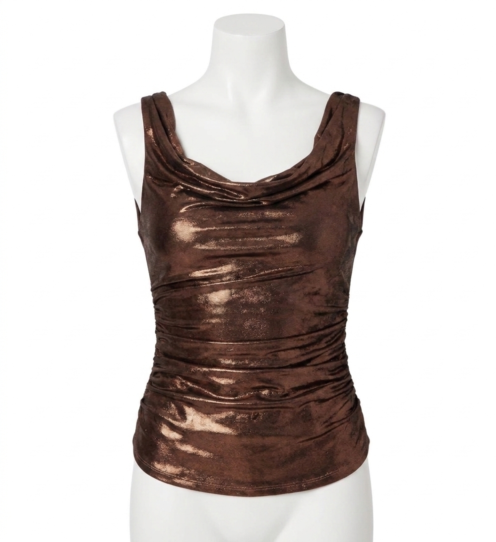 NEW ASTR leanne cowl neck sleeveless top in brown